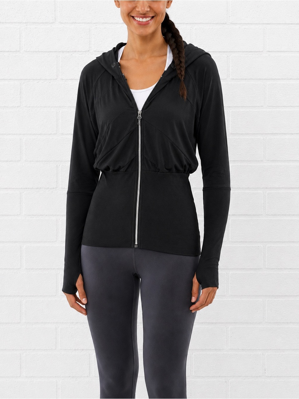 Lululemon Lift Your Spirits Jacket Black Hooded Full Zip Size 8